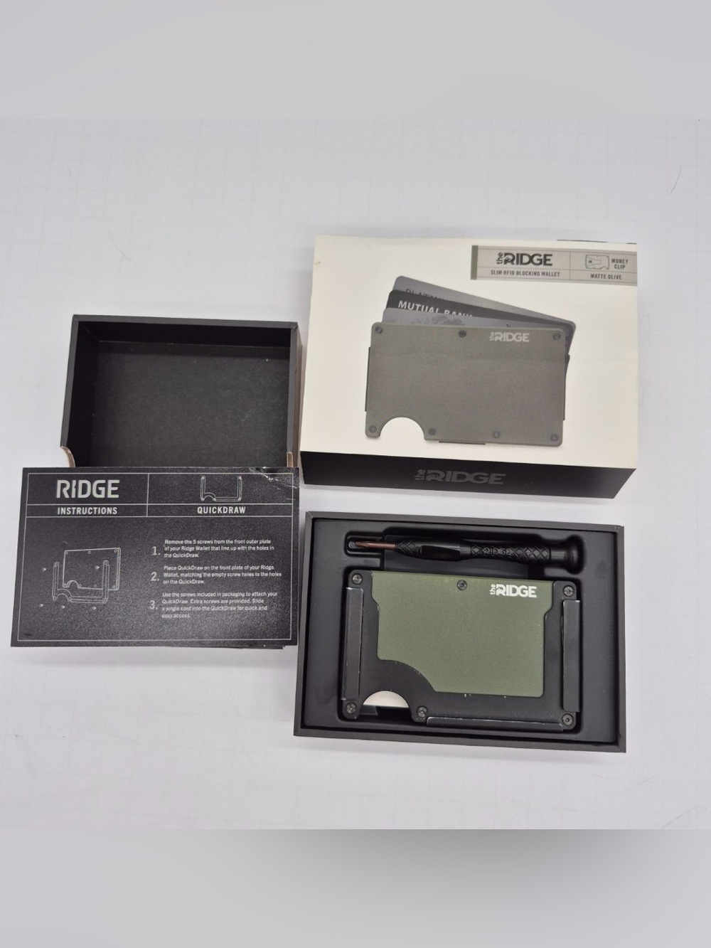 Olive Green Ridge Men’s Wallet Quickdraw Card Holder w/ Screws and Screwdriver